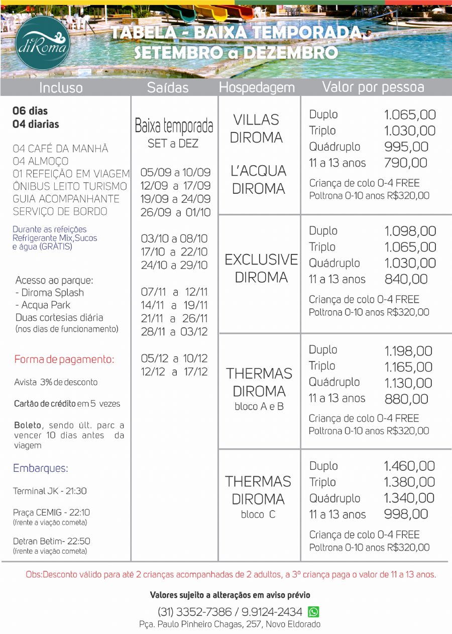 SET à DEZ - Baixa Temporada